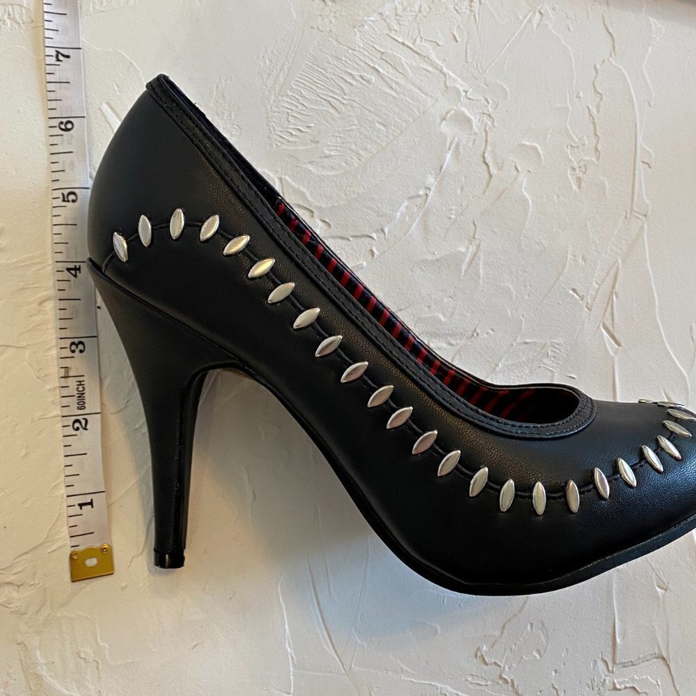 T.u.k. Black Metal Stitch Studded Gothic Rock Sky High 4" Heels - Picture 10 of 10